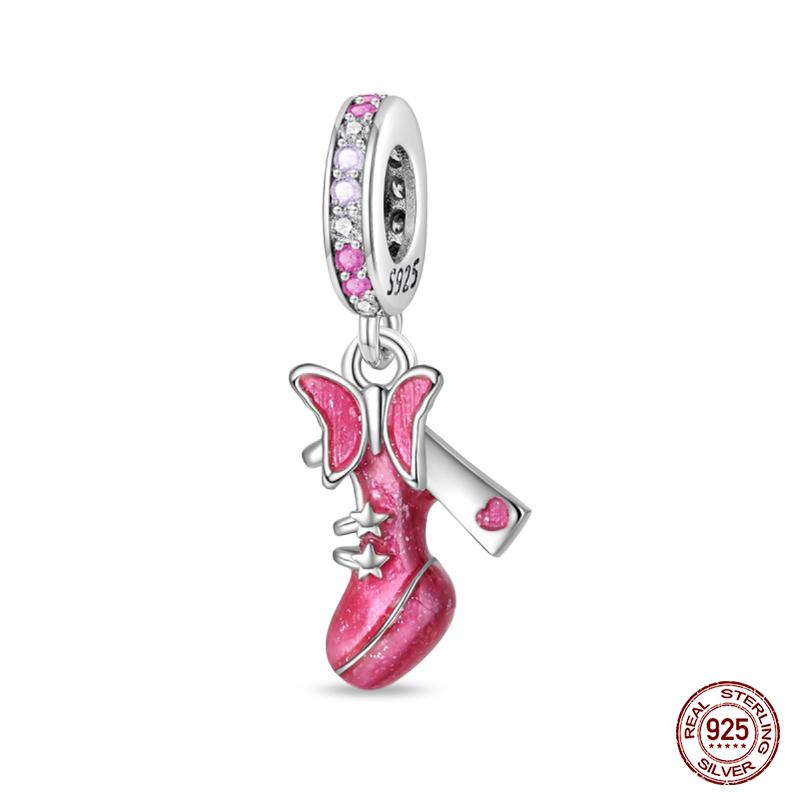 100% Copper Fashion Pink Princess Skirt Bag Lipstick Charms Beads Fit Qikaola Original Bracelets Diy Jewelry Gifts