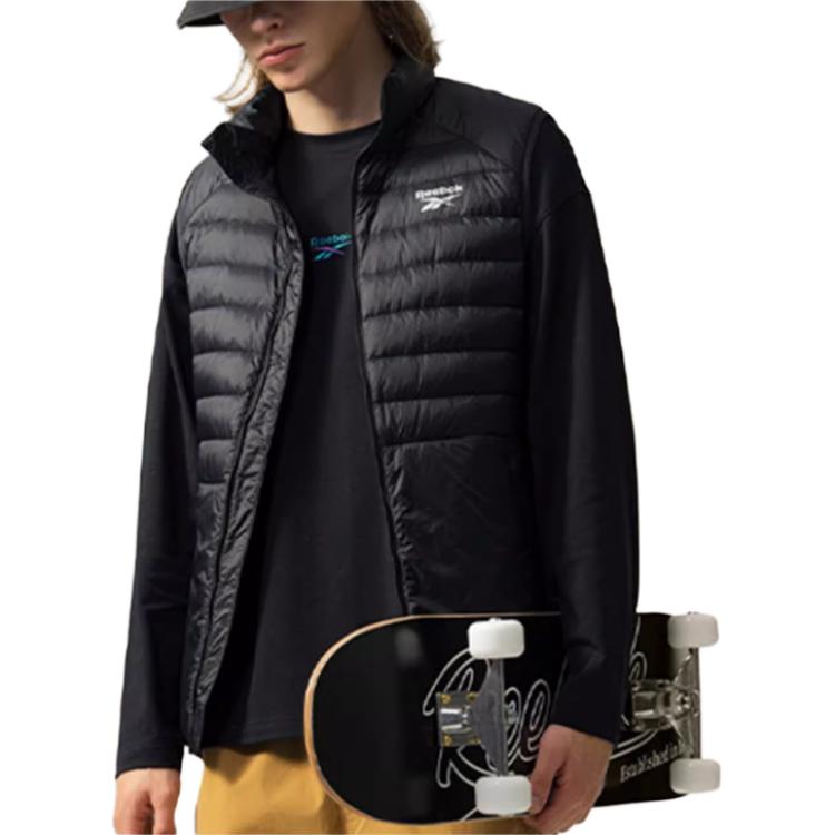 Reebok Casual Comfortable Trendy Versatile Down Vest Unisex Vests Black 24FRM217UGH0