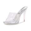 Transparent Crystal Heel High Heel Sandals Fairy Style Thin Heel Fish Mouth Sandals European and American Summer New Model Show