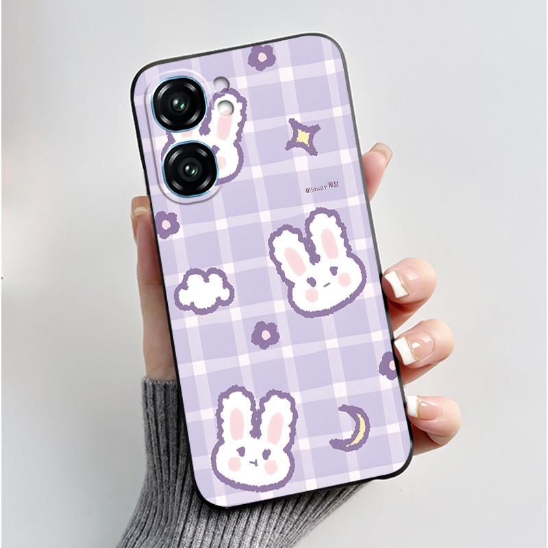 For Oukitel C58 Case Oukitel C58 Pro Cover Luxury Cute Love Rabbit Funny Pattern Black TPU Soft Silicone Protective Phone Case