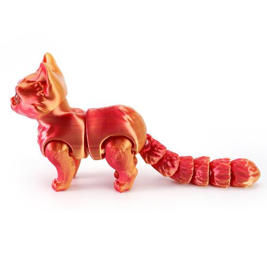 3D Printed Cat Figurine Movable Joints Cat Figure Articulated Animal Model Toy Home Office Bookshelf Desktop Decoration Ornament