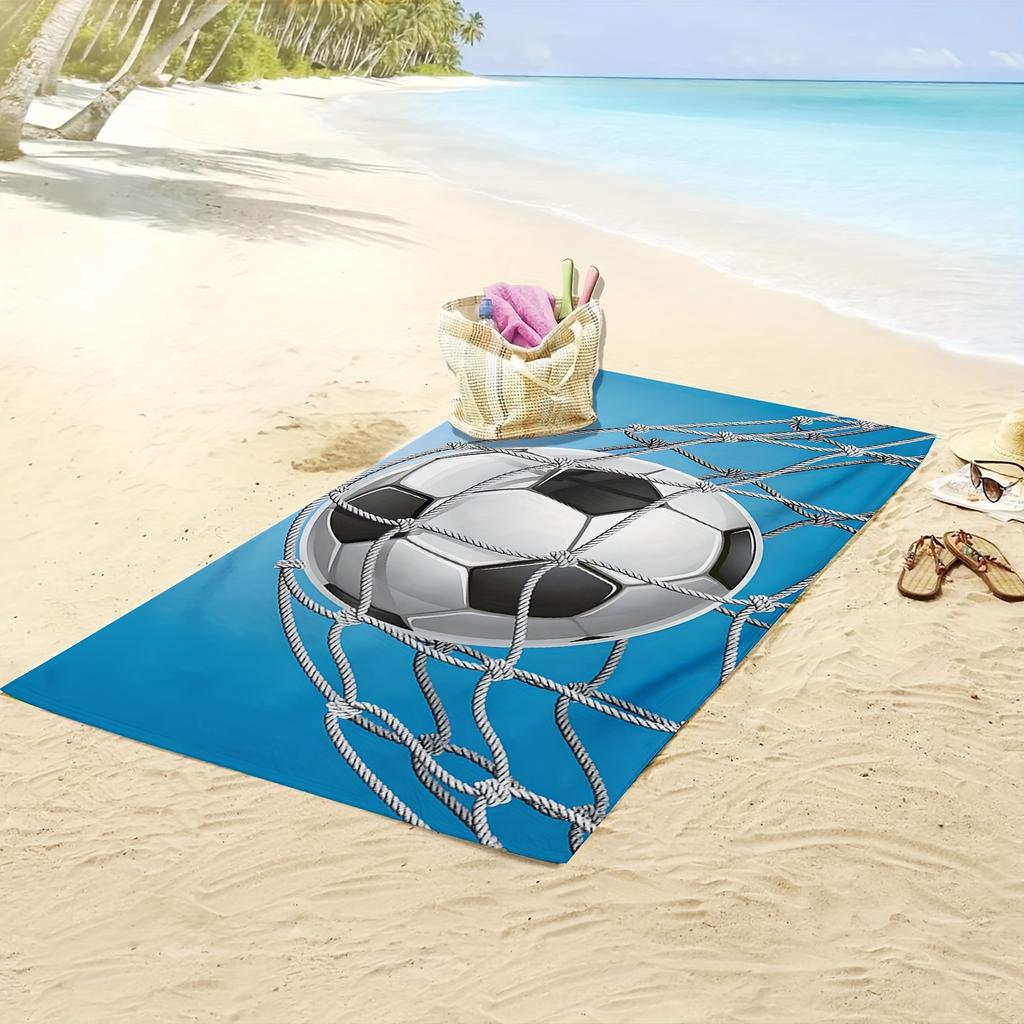 Football Pattern Printed Beach Towel Summer Beach Towel, Grass Pad, Yoga Pad, Suitable For Swimming Pool, Camping, Travel
