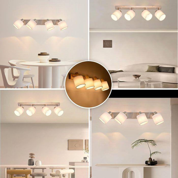 Plafonnier - NETTLIFE - Spot 4 ampoules E14 - Blanc - Métal - 65x11x20 cm