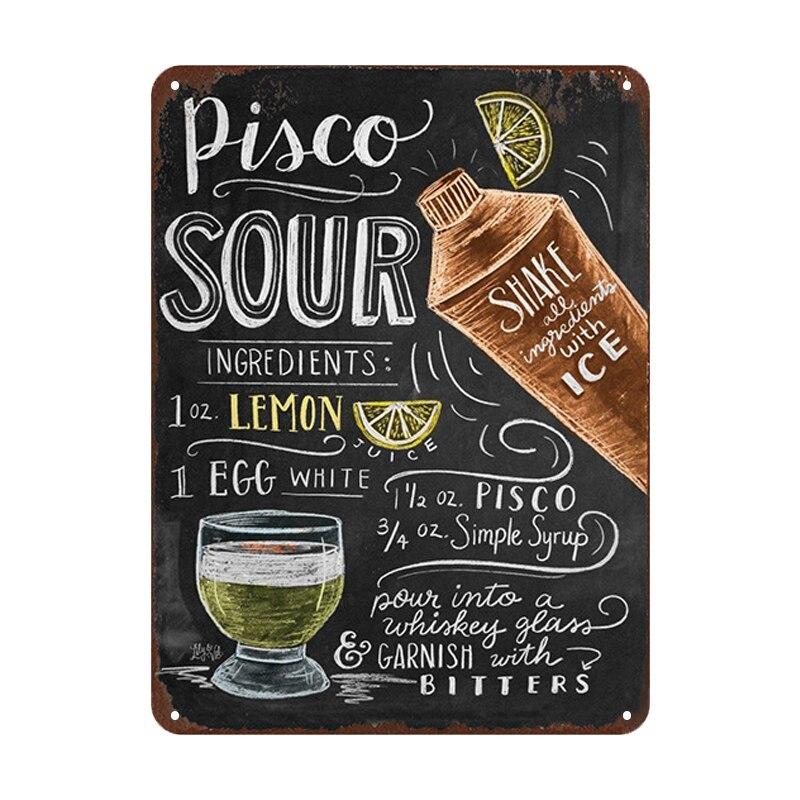 Mai Tai Cocktail Plaque  Vintage Metal Signs for Bar Pub Club  Whiskey Pimms Cup Retro Tin Poster  Wall Decor for Home Kitche