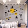 Space Astronaut Wall Sticker Cartoon Children's Room Baby Boy Bedroom Kindergarten Classroom Theme Layout Sticker
