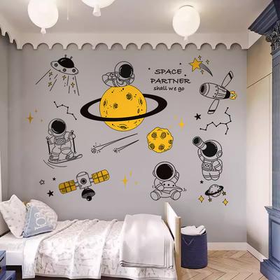 Space Astronaut Wall Sticker Cartoon Children's Room Baby Boy Bedroom Kindergarten Classroom Theme Layout Sticker