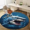 Shark Round Rug Flannel 3D Print Ocean Predator Living Room Kids Room Decor Non Slip Washable Floor Mat Game Room Carpet