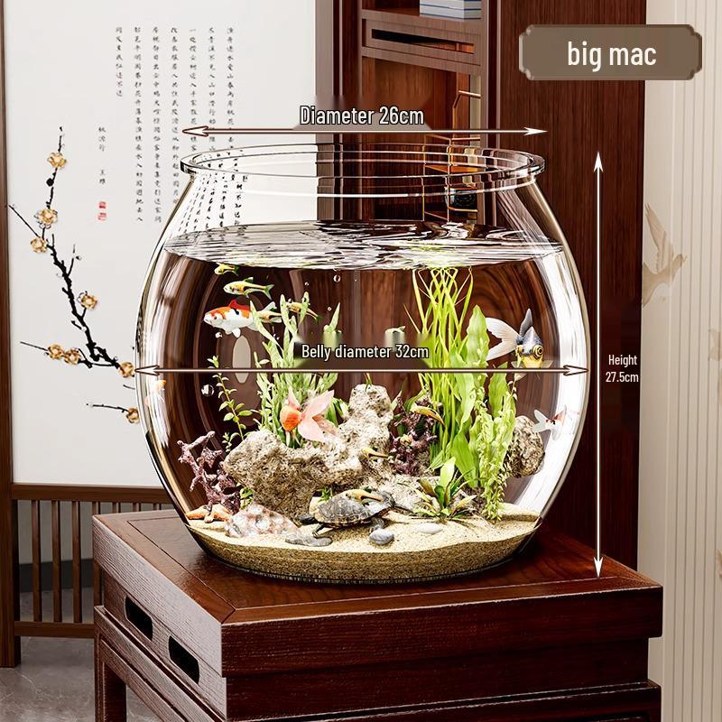 Unbreakable Round Fish Tank: High-Transparency, Impact-Resistant Plastic Desktop Eco-Tank