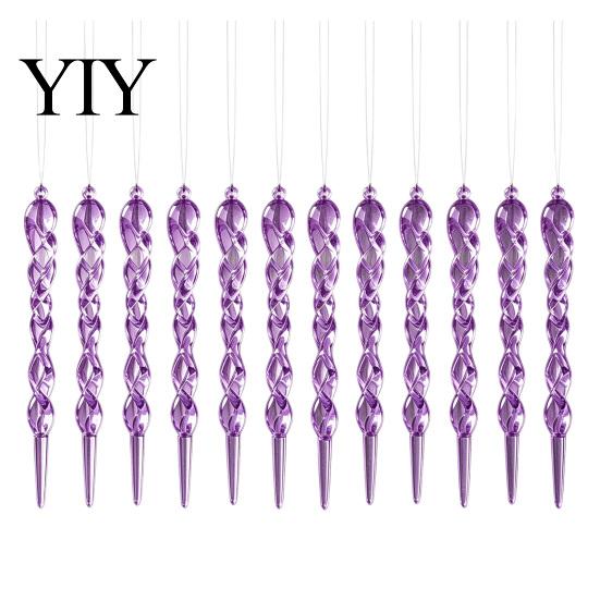 Winter Holiday Background Scene Decor 12Pcs Colorful Spiral Icicle Ornaments, Acrylic Twisted Ice Bar Hanging And Snow Theme Party for Christmas Tree,