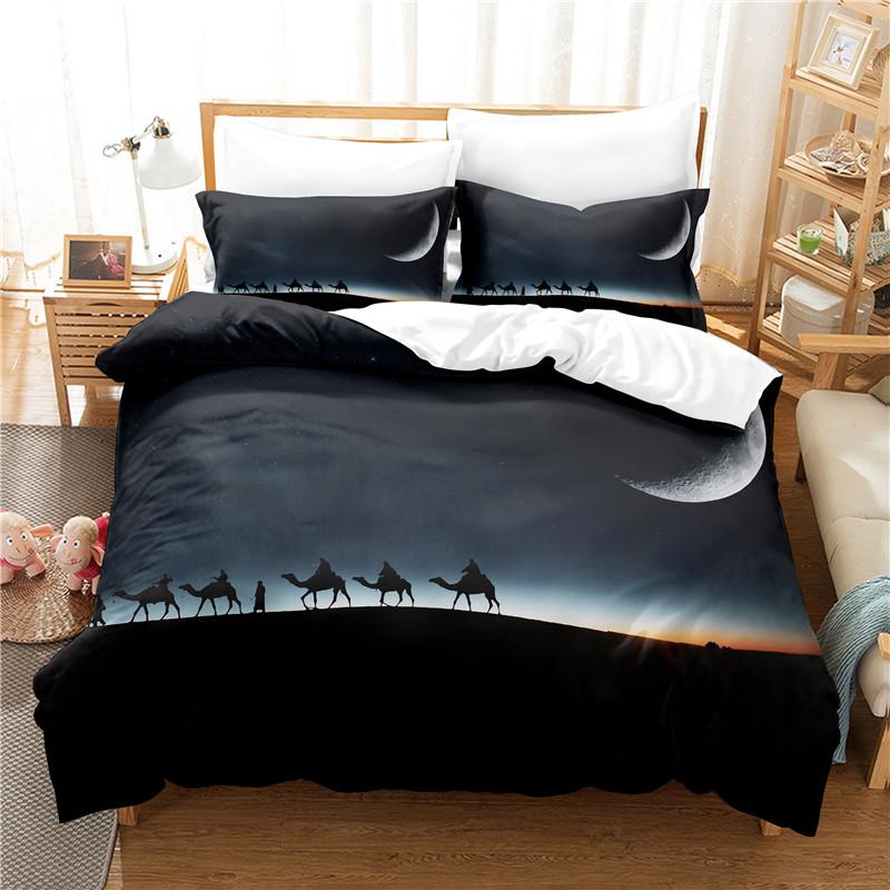 Moon Duvet Cover Set Night Tree Landscape 3D Print Polyester Comforter Cover King Twin Size for Boys Girl Teen Kids Bedding Set