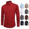 New Men's Shirt Solid Color Long Sleeve Men's Shirt Casual Simple Slim Business Fashion Shirt Men's Clothing