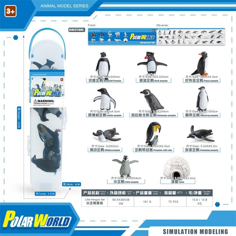 Simulation Antarctic Arctic Penguin Whale Model Mini Polar World Animal Set Static Model Ornament Barrel
