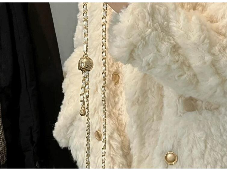 Women's Petite Chenille Angora Fur Coat - Winter 2025 Collection: Loose Fit, Plus Cotton, Stylish and Soft