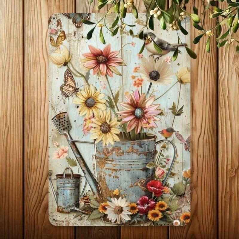 Vintage Metal Poster 8x12 Inch, Rustic Iron Wall Art for Home Cafe Garden