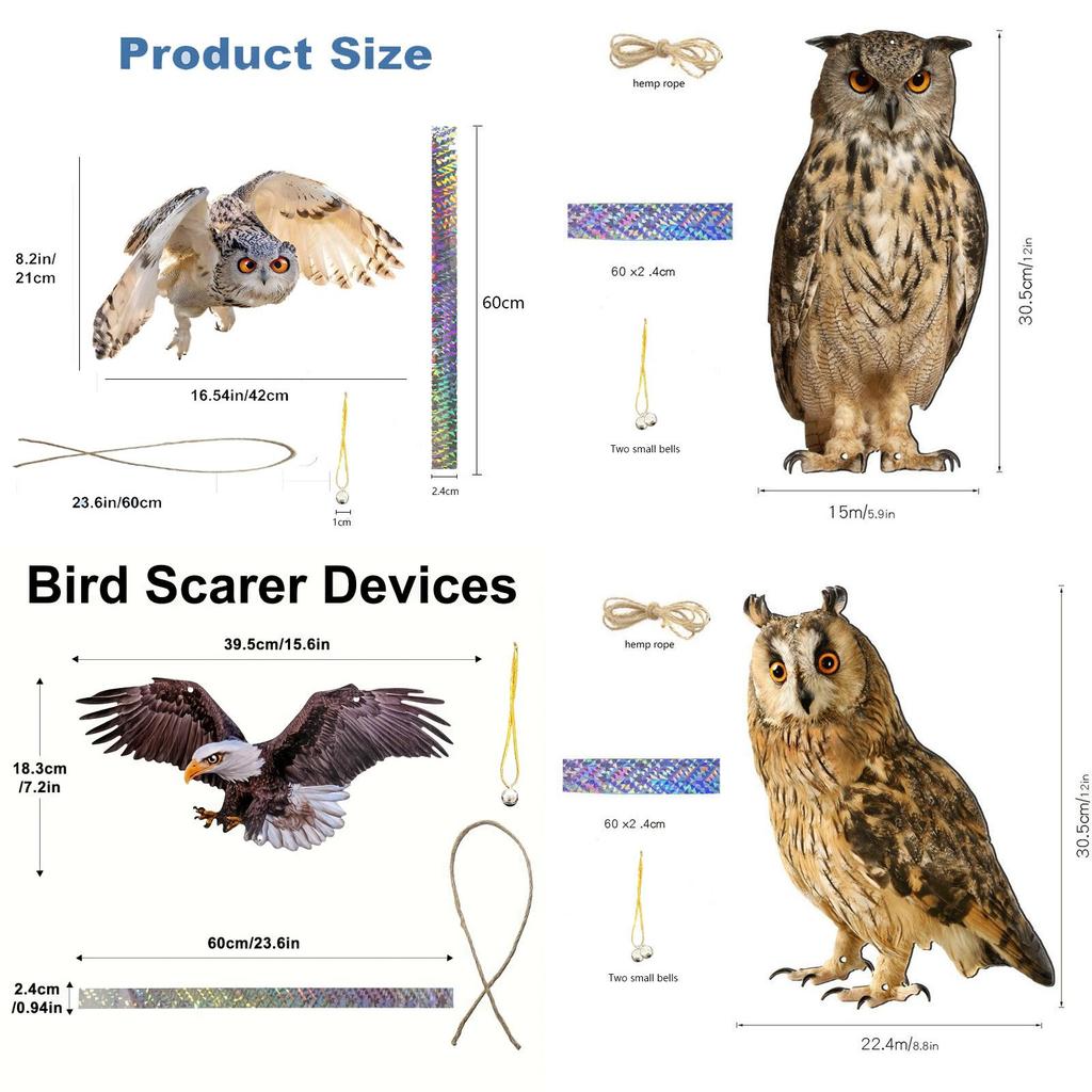 Garden Bird Deterrent Device With Acrylic Eagle Design For Yard Protection