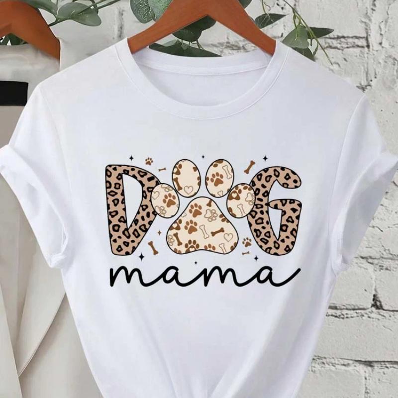 Trend Dog Mama Bedruckte Damen T-Shirts Mode Cartoon Grafikdruck T-Shirts Kleidung Damen Shirt Kurzarm Lässige Tees