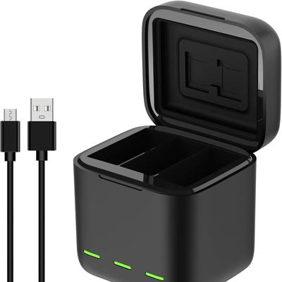 Akkuladegerät für GoPro Hero 11, Hero 10, Hero 9, 3-Kanal-USB-Akku-Schnellladegerät für GoPro Hero11/10/9 Akku-Lade-Aufbewahrungskoffer