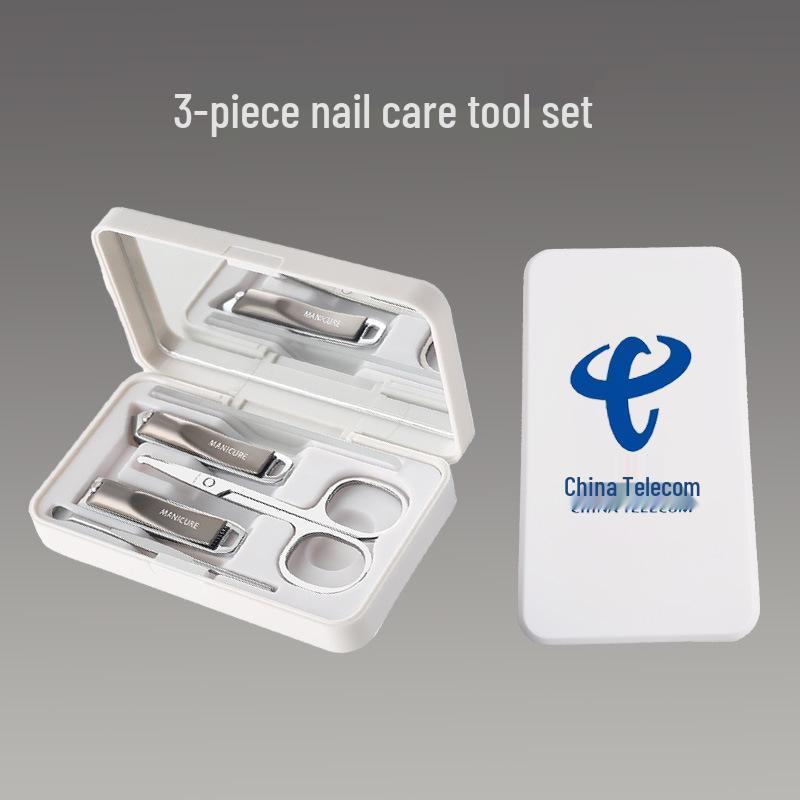 Custom Logo Nail Clipper Set: Nail Clippers, File & Ear Pick In Gift Box