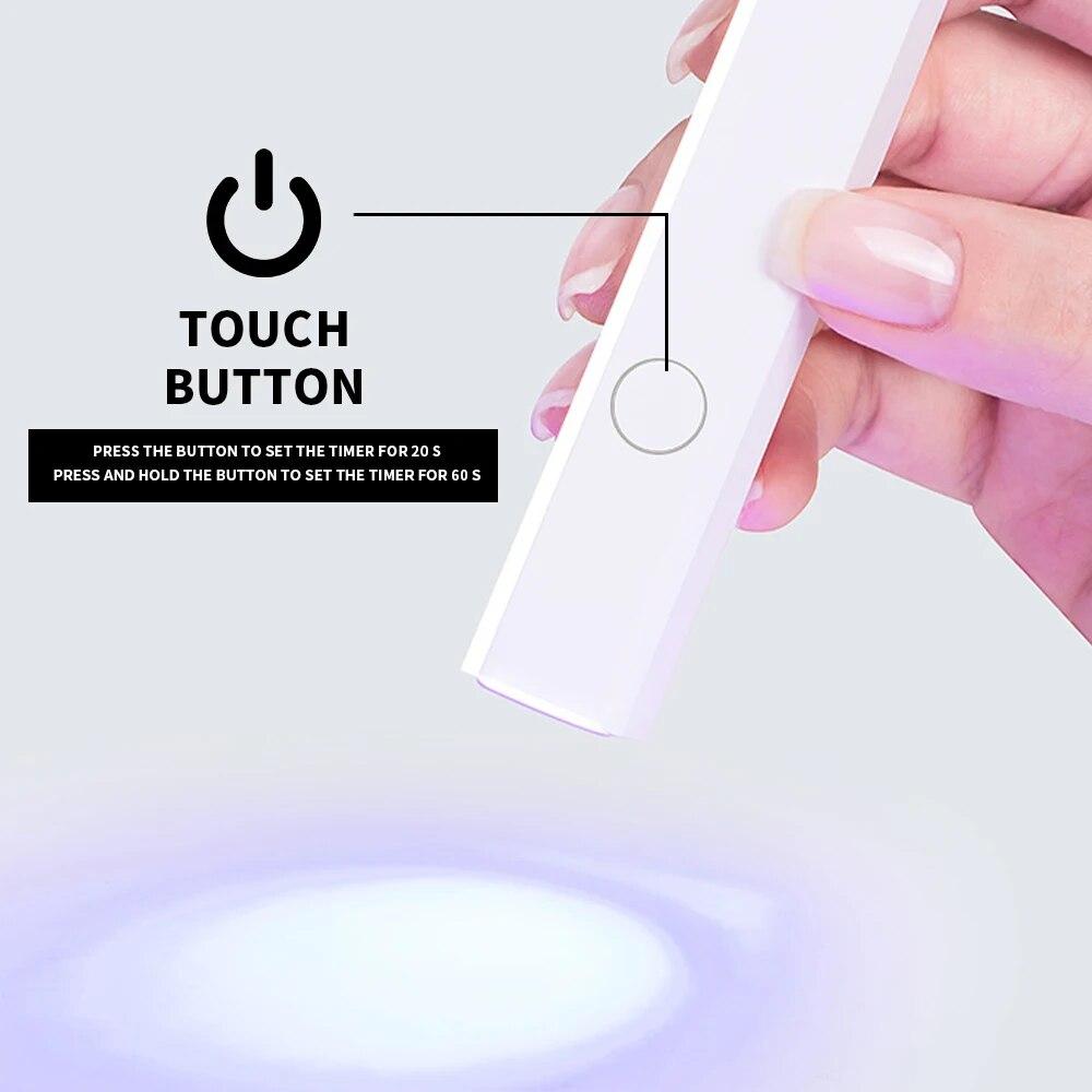 Mini Rechargeable Nail Dryer Portable Handheld Flashlight UV LED Lamp for Quick Dry All Gel Polish Manicure Light Nail Art Tools