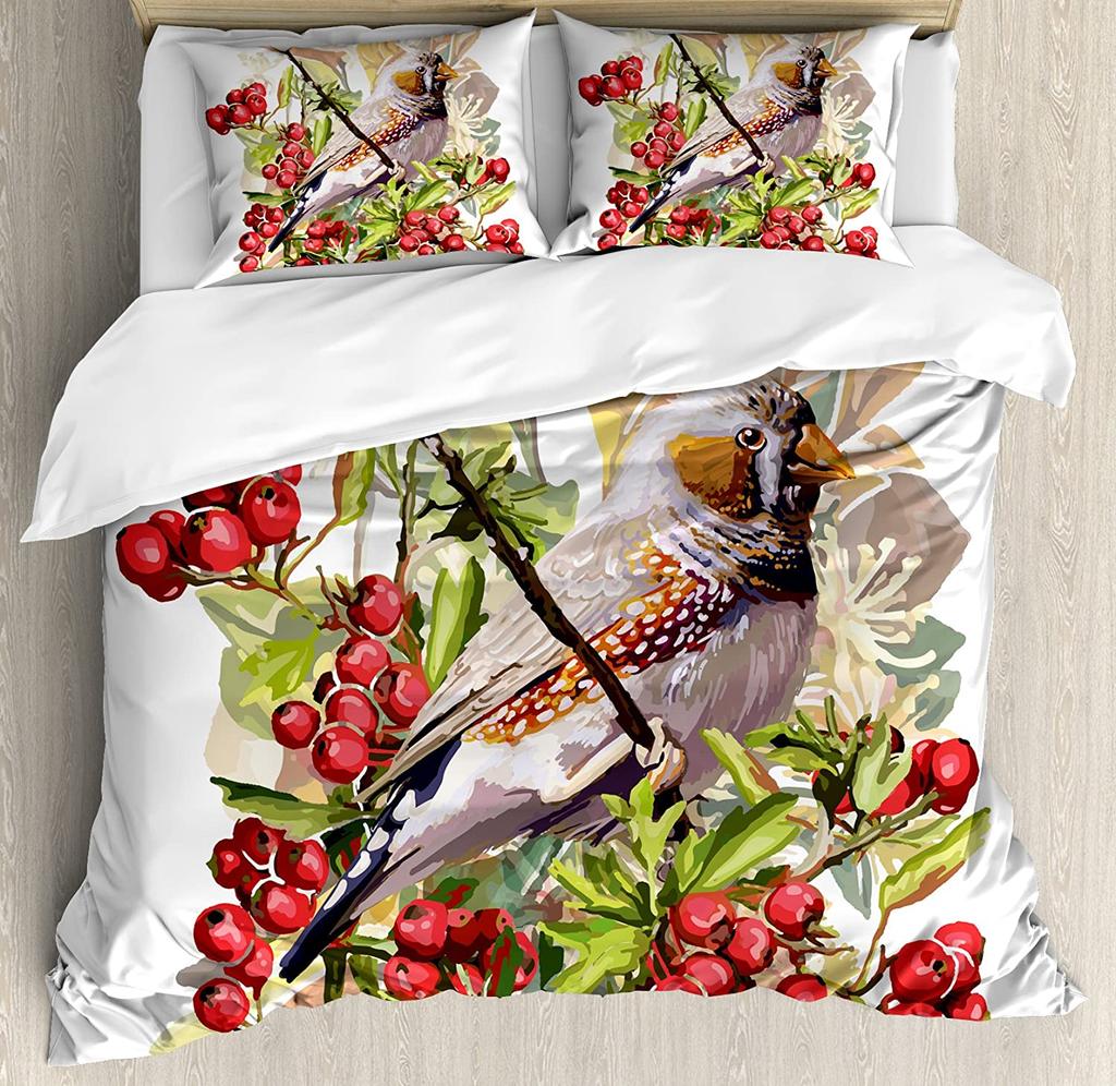 Fliegende Vögel Dekor Bettwäsche-Set Bettdecke Bettbezug Kissenbezüge Gruppe süßer Kolibris auf einem Bettbezug Doppelbett-Set
