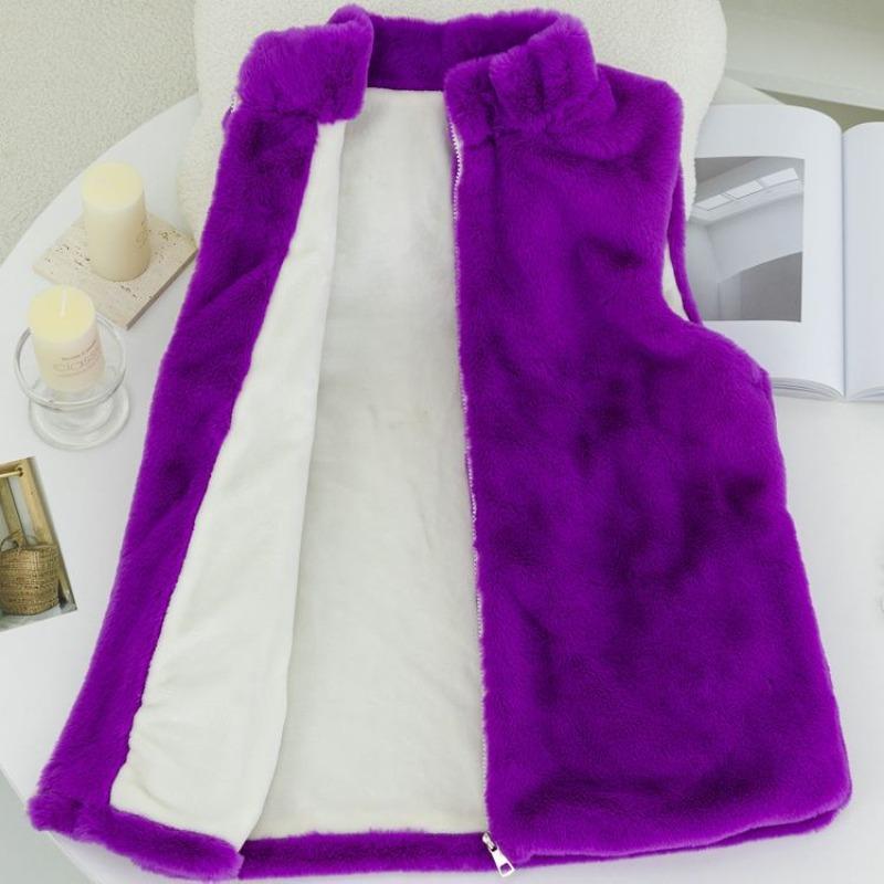 

Autumn and winter new fur jacket plush vest women s plush thickened warm vest vest hooded vest M90-55kg