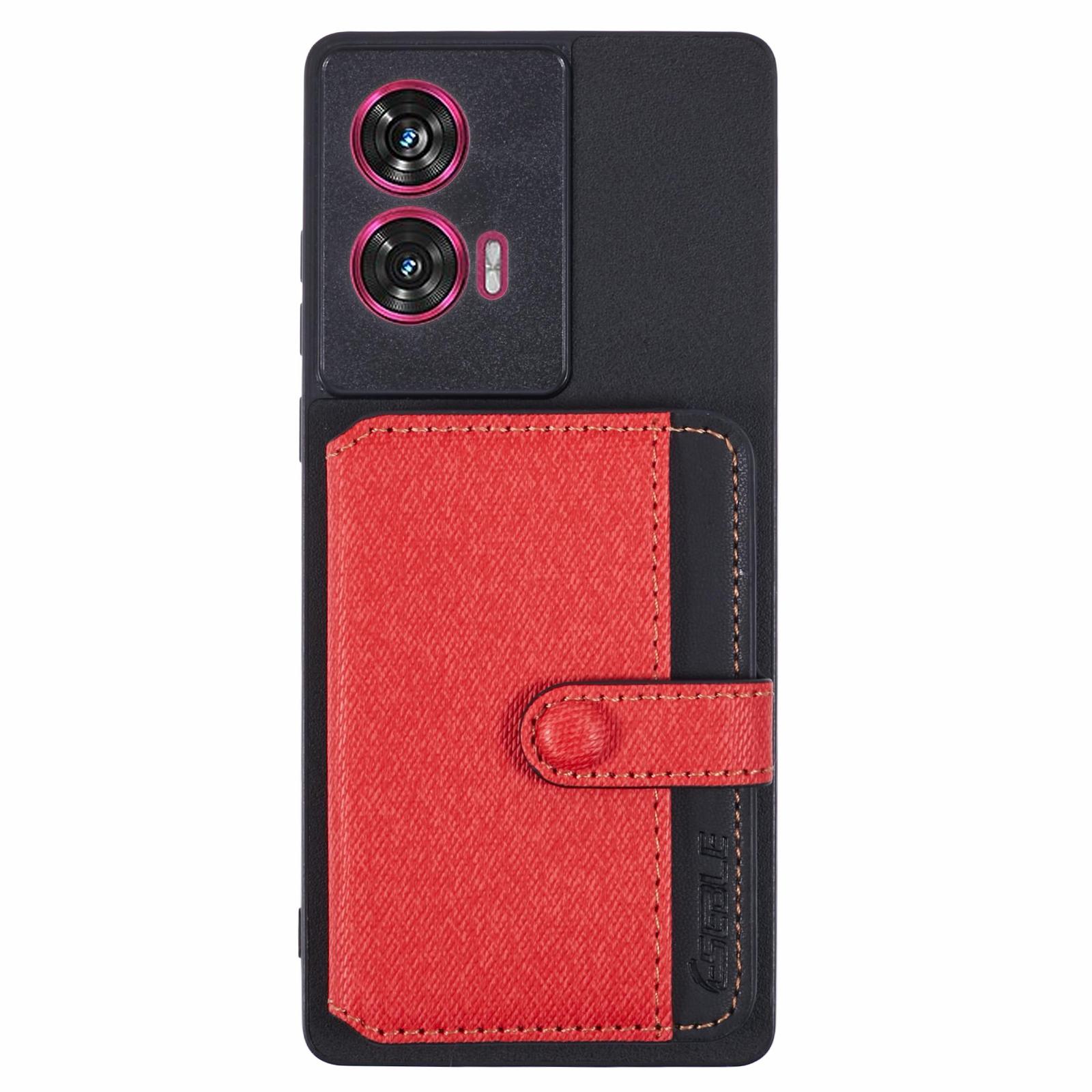 

For Motorola Edge 50 Fusion 5G Phone Case Adhesive Card Bag Color Matching with Kickstand Red