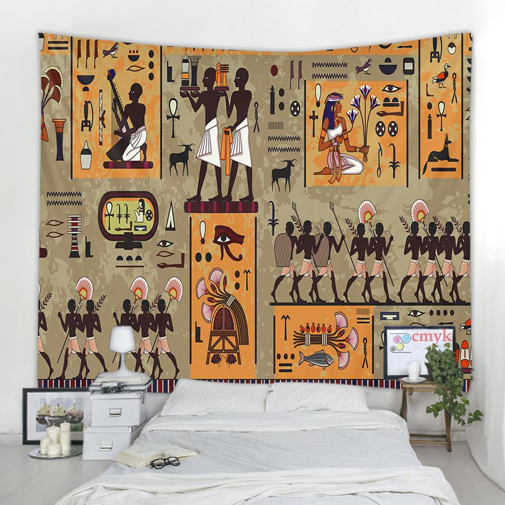 Golden Ancient Egypt Tapestry Wall Hanging Old Culture Printed Hippie Egyptian Tapestries Wall Cloth Home Decor Vintage Tapestry