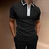 Men'S Polo Shirt Men'S Casual Short Sleeve Lapel T-Shirt 3D Printed Short Sleeve Zipper Polo