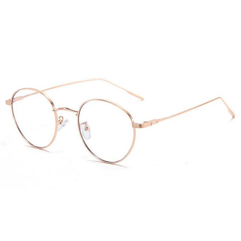Women Round Myopia Photochromic Prescription Spectacles Metal Anti Blue Light Nearsighted Glasses Diopter 0 -0.5 -0.75 To -6.0