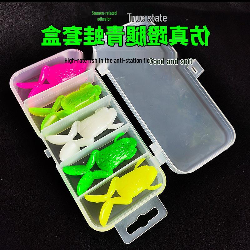 

Набор из 5 черных лягушек-приманок для ловли рыбы и окуня Set Box of Random 5 Colors Kicking Leg Frog