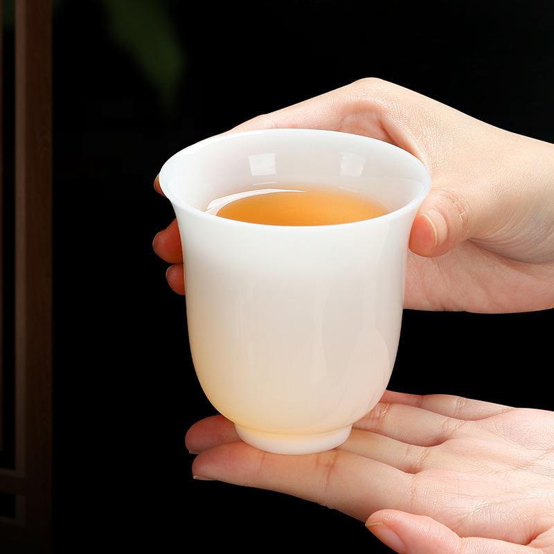 Pu jade porcelain teacup personal master cup Dehua white porcelain tea cup company event souvenir
