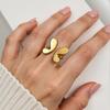 18K Gold Plated Butterfly Open Ring, European & American Stainless Steel, Light Luxury Style