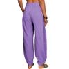 Women Pants Elastic High Waist Pure Color Long Trousers with Pockets Loose Fit Wide Leg Harem Pants Daily Wear