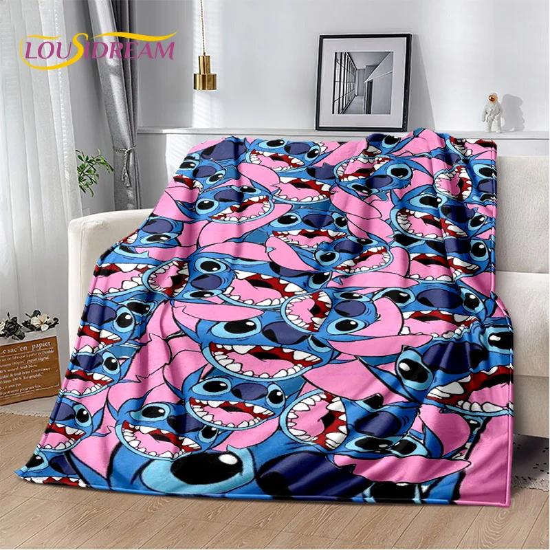 Coperta morbida in flanella con Stitch mostro cartone animato, Coperta da lancio Coperta comoda per picnic Letti Divano Casa Camera da letto Regalo Bambino