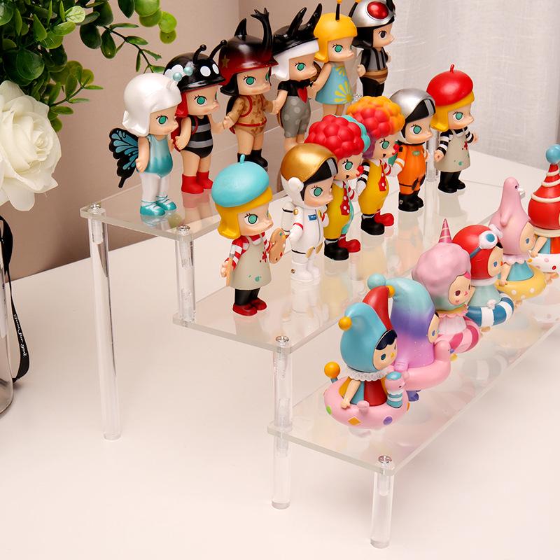 Acrylic Three-Tier Handheld Display Stand for Pop Mart Dolls, Jasmine Cosmetics, Wallets, and Jewelry