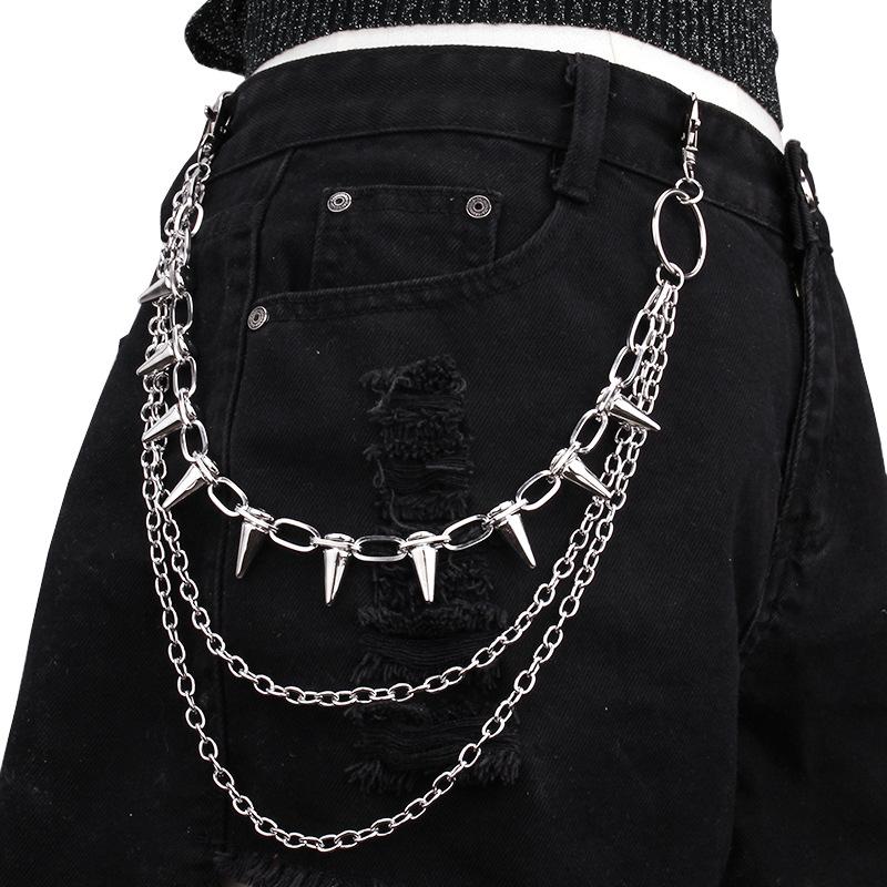 European and American Belt Accessories, Pants Chains, Hip-hop Punk Riveted Stage Performances, Multi-layer Waist Chain Outfit Jeans