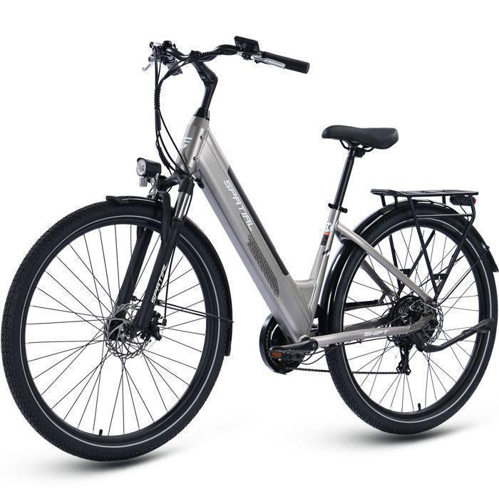 SPATIAL Vélo électrique 29" Argent-Moteur 600W- Batterie 48V12Ah- Shimano 7 Vitesses - VTT Ville E-Bike - Autonomie 100 km