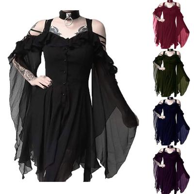 Women's Plus Size Fashion Gothic Ruffled Sling Dress Irregular Dress