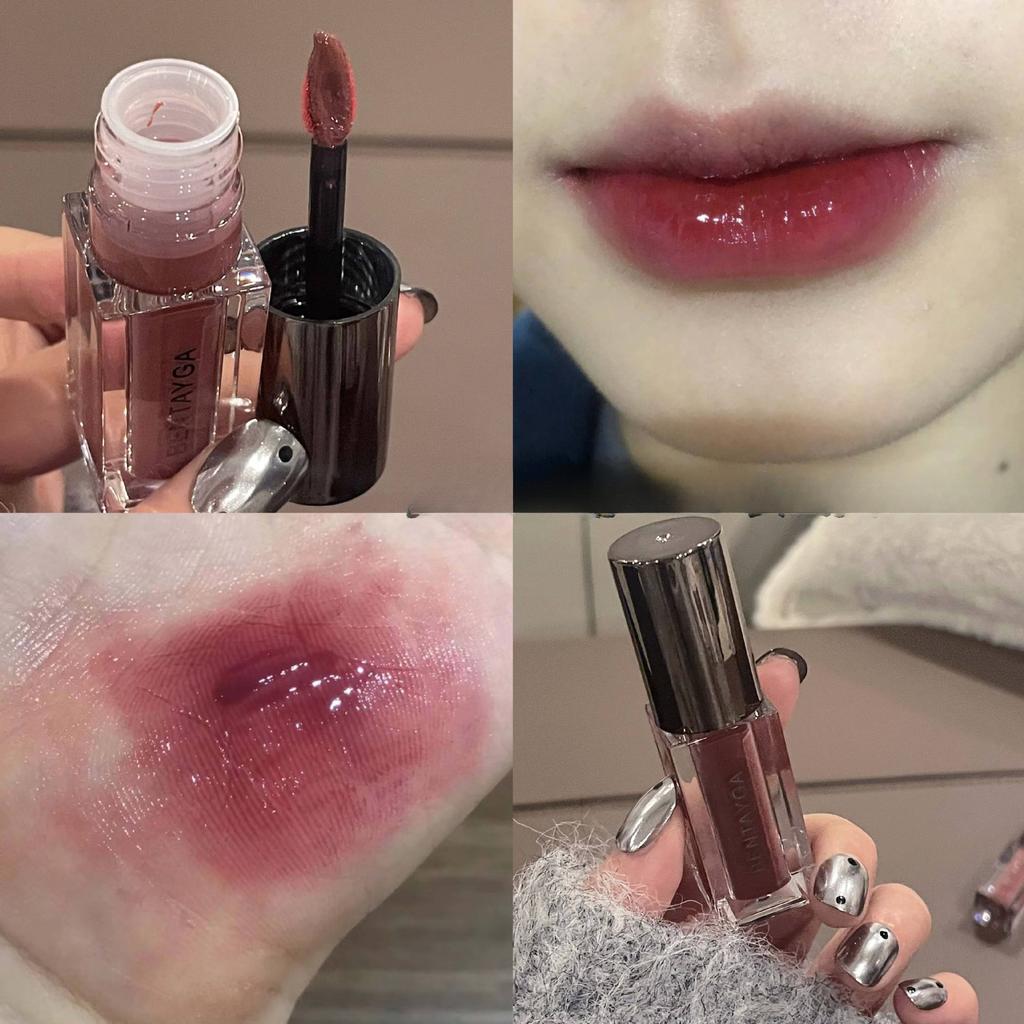 Leicht verspiegelte Lippenglasur, feuchtigkeitsspendende und wasserglänzende Spiegel-Schmollenlippen, niedrig gesättigter brauner koreanischer Lipgloss für junge Mädchen