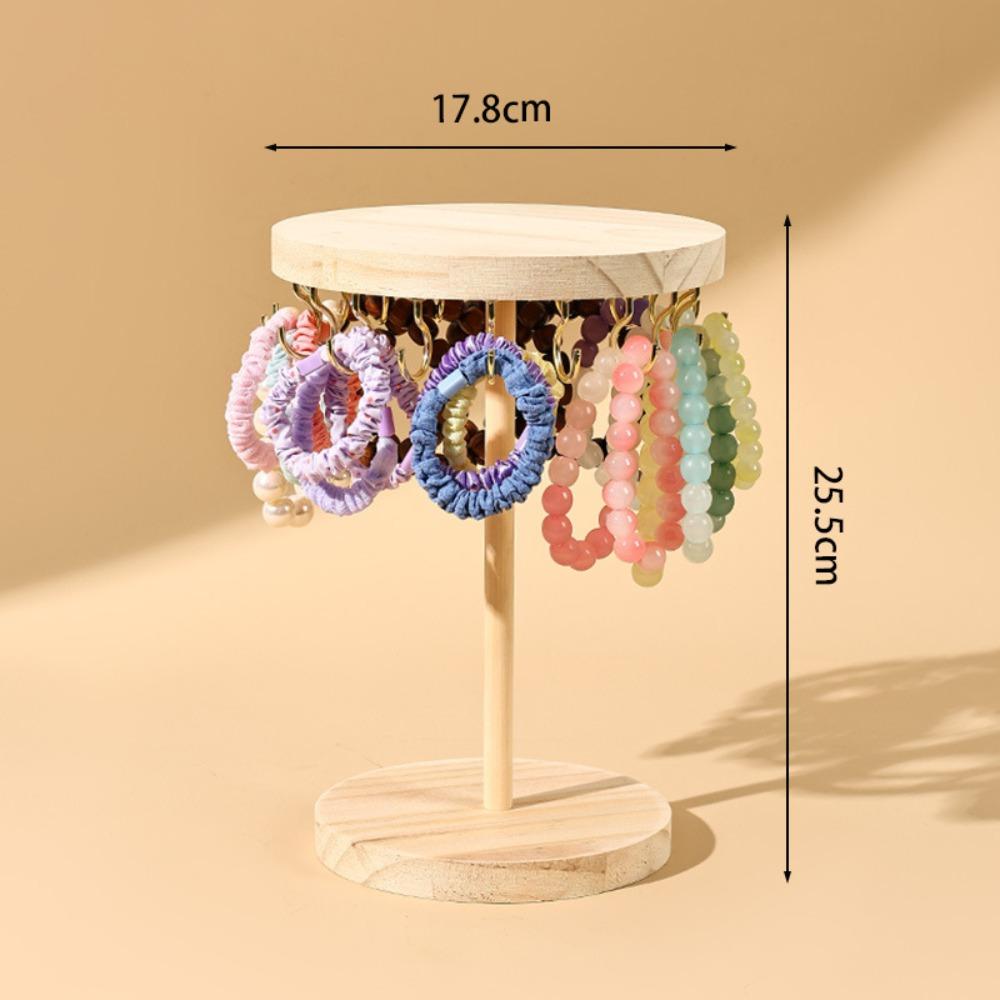 Round Necklace Organizer Wood Bangle Storage Rack Simple Earrings Shelf  Jewelry