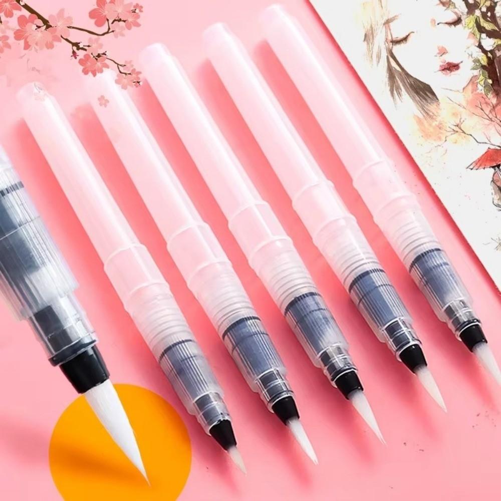 6pcs Refillable Watercolor Paint Brushes Nylon Painting Brush Art Calligraphy