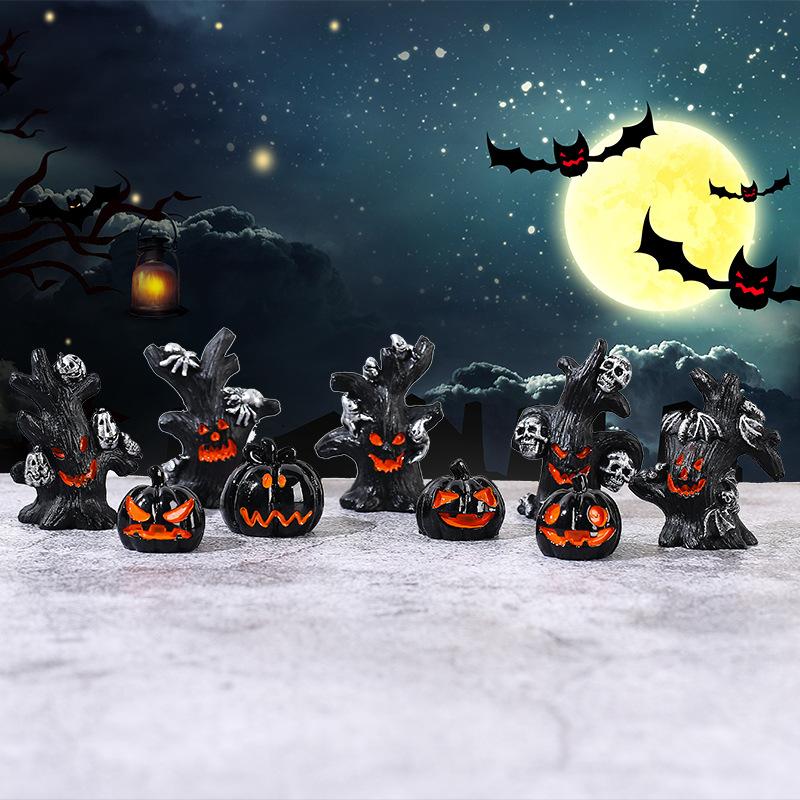 Micro Landscape Decoration Ornaments Halloween DIY Accessories Tree Ghost Pumpkin Tree Decoration Resin Accessories