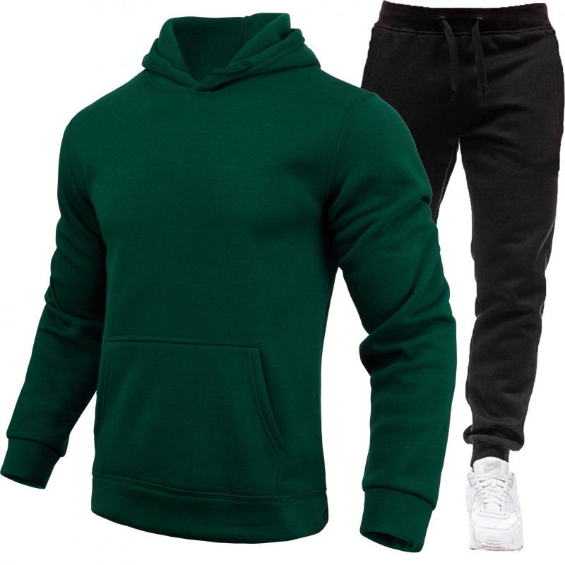 Men's Fashion Fleece Hoodie Sports Set