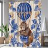1Pc. Hot Air Balloon Animal Pattern Shower Curtain With Plant Background, Polyester Fabric, Includes 12 Hooks, 70. 8X70. 8 Inche