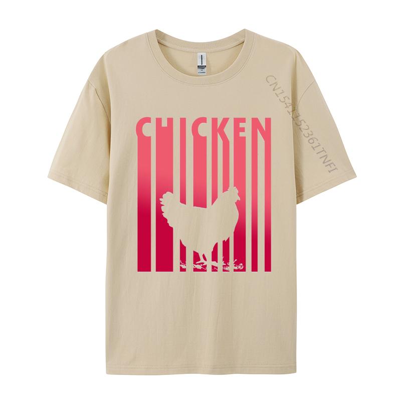 Vintage Sunset Chicken Tee Shirts Adult Premium Cotton Oversized Tops Retro Tshirts Designer Clothes Unisex