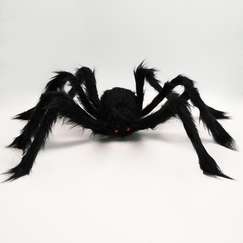 Plush Black Spider Halloween Decor - Haunted Venue Prop