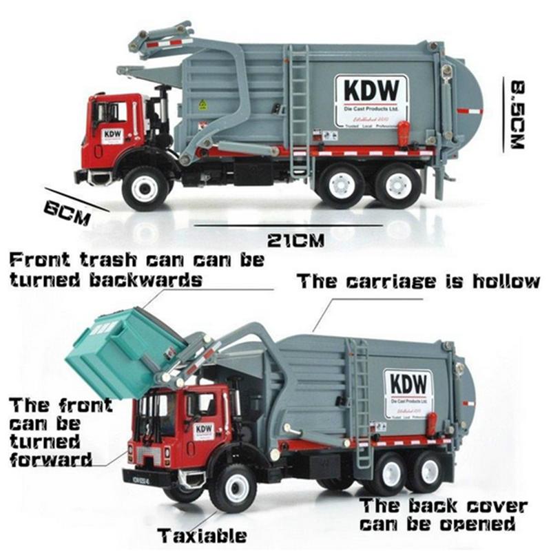 1/24 Scale Alloy Transporter Garbage Vehicle Truck Diecast Car Model Toys Gift