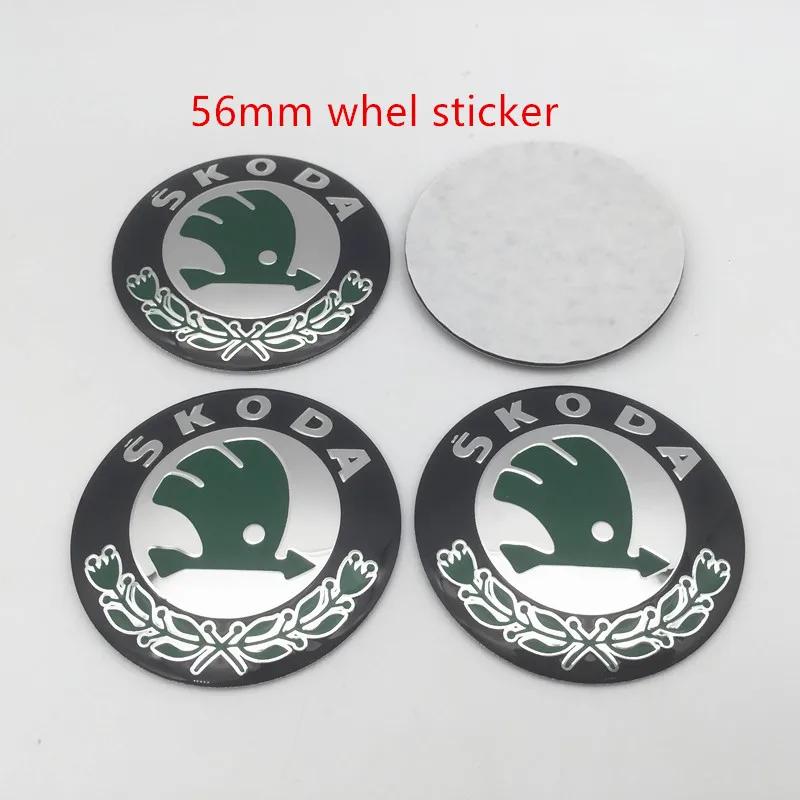 Autoaufkleber 2025 Neu 4 Stück 3D 56mm 60mm 65mm Für Skoda Autoemblem Radnaben-Mittelkappe Abzeichen Abdeckungen Aufkleber Decals Styling Zubehör