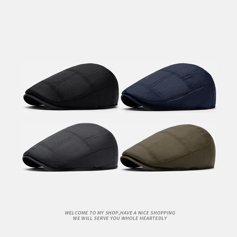 Autumn Winter Cotton Warm Cap Men's Forward Cap Retro Peaked Cap British Beret Newsboy Cap