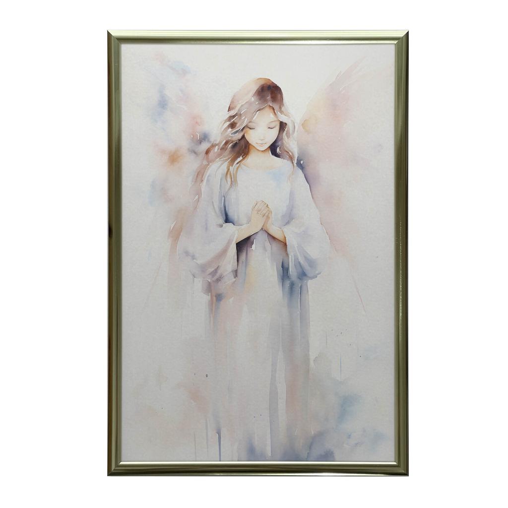 Anielska Delikatność W Pastelach Anielska Delikatność W Pastelach, 30X40 Cm, Rama Drewniana Ciemny Brąz, Papier Matowy 230 Gsm